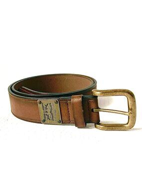 Levi's Brown Leather Belt Two Horse Plaque Belt Unisex Size 34 Waist